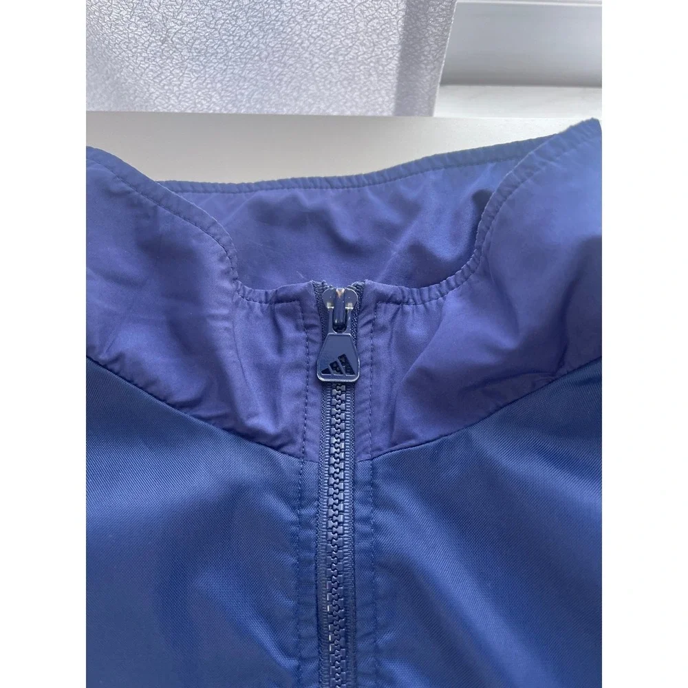Adidas Mens Track Jacket Full‎ Zip Wind Breaker Navy Blue Nylon Size XL